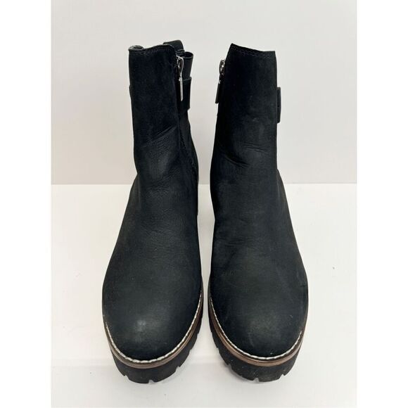 Blondo Waterproof Boots Size 7 Black Dahlia Block Heel Round Toe Buckle Detail - Picture 4 of 8
